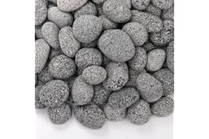 SOUJOY 10lbs Lava Rocks for Fire Pit, 1''-2'' Black Tumbled Natural Lava Stones, Smooth Lava Pebbles for Natural Gas, Fireplace, Propane, Wood, Electrical Firepits & Grills