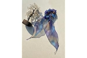 the happy hair ties organza printed scarf scrunchie with tie women hair band for hair (blue)