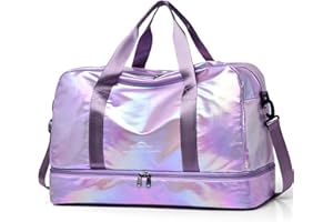 ZIOSINM Sac de Voyage Femme avec Compartiment à Chaussures, 40L Sac de Sport Femme Imperméable avec Compartiment Humide, Gym Bag Sacs Weekend (Pourpre)