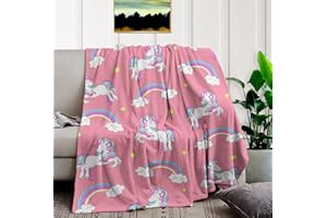‎HSGLGNA HSGLGNA Einhorn kuscheldecke, Kuscheldecke Kinder Mädchen Jungen,Regenbogen Einhorn Decke für Mädchen Kinder 150 x 200 cm,mikrofaser Couchdecke, Geeignet für alle Jahreszeiten (Einhorn-C, 150x200cm)