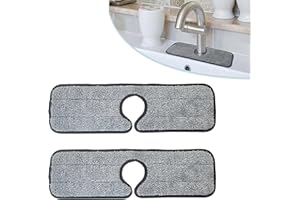 LONGHAO 2 Pcs Wasserhahn Absorbierende Matte,Wasserhahn Spritzschutz Matte,Silikon Wasserhahn Spritzschutz,Absorbierende Matte FüR KüChenarmaturen,Mikrofaser-Wasserhahn-Abflussmatte,FüR Waschbecken