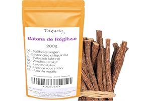 TAZARIN LTD 200g Bâton de réglisse - Glycyrrhiza glabra - Reglisse Baton | bâton de reglisse bois à macher - Arôme & Goût Intense - 100% Naturel, Pur et Sans Additifs - TazarinLtd