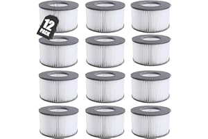KGC Cartouches de Filtre pour MSpa filtres,12 pcs Filtre compatibles avec Les modèles pour Whirlpool MSpa à partir de 2020, Cartouche de Filtre à Eau pour piscines gonflables, Bains à remous et spas