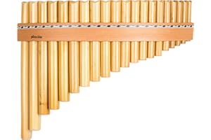 PLASCHKE INSTRUMENTS Plaschke Panflöte, Holz-Riemen Design, handgemacht aus Südtirol 20 Töne C-Dur