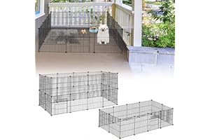 YUENFONG Freigehege Kaninchen Freilaufgehege Gittergehege Metallgitter Inkl. Tür, Meerschweinchen Kleintiergehege Nagergehege, für Außen und Innen, Kleintier(24 Stück, 142 x 72 x 72 cm)