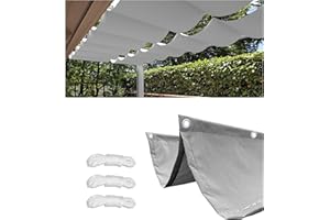WOACE Retractable Wave Pergola Shade Cover 2.4x3.2m Waterproof Rectangle Shade Cloth PES Awning Canopy 95% UV Block With Rope Outdoor Patio Party Durable Garden Shade Sail Light Gray