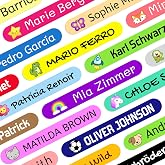 200 Custom Stickers for Marking Pencils and Pens - Colored Waterproof Vinyl Labels for Kids School and Daycare - Dimensions 4