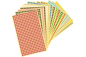 Lusofie Okrągłe kolorowe naklejki w kropki, 16 kolorów, małe kółka, naklejki w kropki, dla małych dzieci, klasy, biura, papiery, 6528 szt