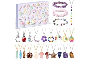 iZoeL Calendrier de l'Avent 2025 Femme Calendrier de l'Avent Bijoux en Pierres Précieuses, Cadeaux Noel - Cristaux et Pierres Précieuses pour Maman Grand-Mère Epouse Tatie Nièce Sœur