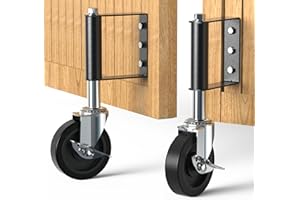 HOLKIE Rueda de puerta resistente de 100 mm rueda con muelle para puerta ruote giratoria para portón de madera y valla capacidad 100 kg Negra (2 piezas)