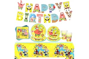 TYDEUS Gebutstag Deko Partygeschirr,52 Stück Geschirr Kit,Party Supplies Set,Teller,Becher, Servietten ,Tischdecke,Happy Birthday Wimpel Banner für Partyzubehör Junge Mädchen Dekorationen