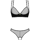 Selente Love & Fun Suadente Completo Intimo a 4 Pezzi: Reggiseno, Reggicalze, Tanga ed Esclusiva Benda per Occhi in Raso. Mad