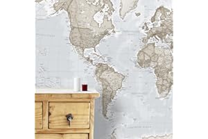 MAPS INTERNATIONAL Mural gigante del mapa del mundo, mega mapa del mundo, tonos neutros, 232 x 158