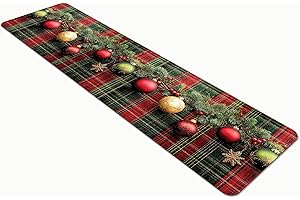 Comart - Tappeto Cucina Austin - Impermeabile - Antiscivolo - Antimacchia - Lavabile in Lavatrice - Passatoia in Poliestere - per Corridoio e Cucina - Made in Italy - Palline Natale - 50x270 cm