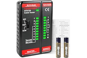 WUIOWPPIC Network Cable Tester Network Ethernet Cable Tester for RJ11 RJ45 Ethernet Wire Tester Tool UTP/STP Continuity Test Portable Line Tester for Continuity Check,PhoneLine Finder,LANTester,Telephone Cabel