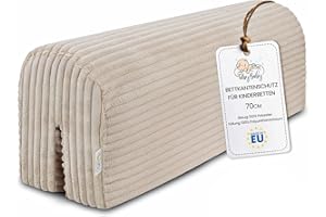 Totsy Baby Chichoneras Cuna Parachoques cunas Bebe 70 cm - Protector Anti caida y Golpe Espuma de Barrera Seguridad niños y niñas para Cama Protection de Valla y Borde Infantil Lincoln Beige B