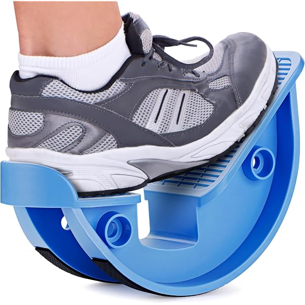 Foot Rocker Per Allungamento Polpacci E Tendine D'Achille - Attrezzo Antiscivolo In ABS, Blu, 27x10x13 Cm