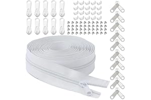 LHZHLE Continuous Zips Roll for Sewing: #3 10 Yards White Nylon Zipper Tape with 20 Slider