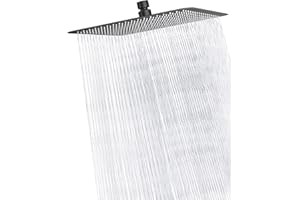 Rainsworth 40 x 40 cm Alcachofa Ducha, Ducha de lluvia de acero inoxidable, alcachofa de ducha con ducha antical, cuadrado Wasserfal cabezal de ducha, Negro