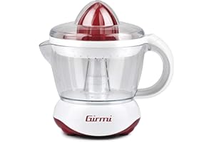 Girmi SR02 Spremiagrumi Elettrico, 25 W, Doppia rotazione, Capacità 700cc, Doppia coppa di spremitura piccola e grande, Rosso/Bianco