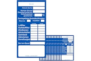 GamesMonkey® - Kundendienst und Inspektionsaufkleber - Werkstatt Serviceaufkleber - Ölwechselanhänger und Inspektionszettel zum Beschriften – Ölwechsel - Ölzettel Anhänger Werkstatt (15, Blau)