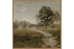 InSimSea Square Framed Canvas Wall Art, Landscape Decor Classical Rural Farmhouse Room Decor, Vintage Nature Oil Painting Wall Art Prints Decor for Bathroom, Bedroom, Living Room 12"x12"