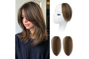 REECHO Clip in Hair Volumizer, 2PCS 8 inch Short Thick Clip in Hairpieces Adding Extra Volume Hair Extensions for Women with Thin Fine - Light Brown