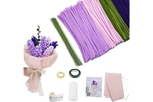 NUUOTP Pfeifenputzer zum Basteln Set 450 Stück Pfeifenreiniger Blumen Tulpen Lavendel Pfeifenreiniger Blumenset Pipe Cleaner 4 Farben Chenilledraht für Basteln DIY Handwerk Dekorieren