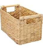 Panier De Rangement En Jacinthe D'eau Tissé à La Main - Porte-journaux Solide Avec Poignée, 43x16x25 Cm, Décoration Naturelle