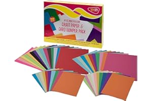 Edukit Papercraft Essentials - 350 Sheets Coloured Paper and Coloured Card - A4 A5 Sizes; Bumper Pack, Assorted Colours A4 Card- Craft Paper for Kids - DIY Arts and Crafts Supplies - A4 Coloured Paper