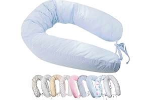 Vizaro - Cojín Lactancia y Dormir Embarazo - Maternal - 190cm - Funda 100% Algodón Premium - Muy estético - Hecho UE, OekoTex - Azul