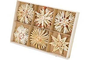 ‎BEESI 24x Strohsterne Christbaumschmuck groß I klein Ø 8cm I Strohstern Weihnachtsbaumanhänger I Weihnachtsbaumschmuck Retro I Kristbaum Schmuck Baumschmuck Weihnachten