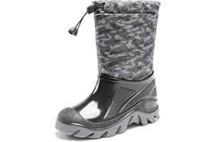 DREAM PAIRS Kids Mid Calf Snow Boots Waterproof Winter Boots, Plush Lined Warm Ankle Boots with Slip-Resistant Sole & Zipper Closure