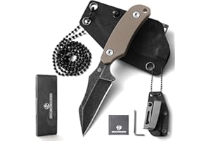 DRACHENADER Coltello da collo fodero Wharncliffe Small con acciaio D2, coltello Full Tang Piccolo mini coltello da esterno perfetto per escursioni e EDC