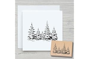 ‎NEWSTAMPS DIE STEMPELMACHER NEWSTAMPS Stempel Tannenwald Motivstempel aus Holz & Gummi zum Karten und Geschenke basteln, Holzstempel für Weihnachten, Weihnachtskarte, Tannenbaum, Scrapbook, Textilstempel, Deko, Freunde