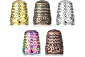 Tyqour 5 Stück Fingerhut, Einstellbares Fingerspitzen-Protektor Set, Fingerschutz, Sewing Thimble Ring Fingerhut zum Nähen, Fingerhüte Für Handnähen, Handwerk Stickerei für Haushalt Fingerlinge
