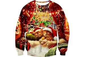 TUONROAD Brzydki świąteczny sweter 3D dzianinowy sweter bożonarodzeniowy dla mężczyzn/kobiet S-XXL