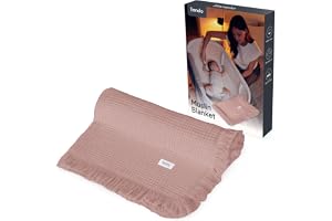 Lionelo Muslin Blanket Babyfilt med Fransar 70x100 cm, 6 Lager 100% Bomull | Supermjuk & Andningsbar Helårsfilt för Nyfödd, Barnvagn och Spjälsäng, Tvättbar 30 °C, Perfekt Present till Nyfödda