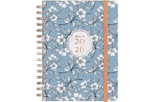 Finocam – Agenda Spirale 2026 1 Jour par page | Janvier – Décembre (12 mois) | Agenda annuel 2026 avec élastique | Double spirale Couverture rigide You – Cotton – International