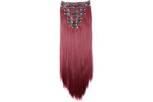 CAISHA XXL 50cm 8 Części ZESTAW Klip W Przedłużeniach Przedłużanie Włosów Prosta Treska Czerwony CES112