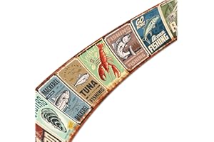 Finest Folia Graz Design W004 - Adesivo Da Parete In Stile Vintage, Motivo "Old School", 2,5 M X 18 Cm, Decorazione Da Parete Per Soggiorno, Cucina, W004 (N. 4 Seafood)