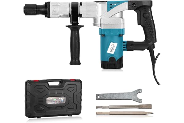 WONDERCUT WC-DH-0835 Heavy Duty 100% Copper Demolition Hammer/Concrete Breaker - 7KG 1050 Watts, 2900 BPM Hammering Machine with 2 Hex Chisels Blue & Black