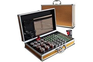 SSS·GRGB Battery Storage Case with Battery Tester, Aluminum Battery Organiser Box Holds 100+ various types of Batteries (AA AAA C D 9V), Hard Case Waterproof Fireproof (Not Includes Batteries) Gold