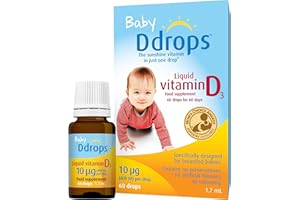 BABY DDROPS BEBE Baby Ddrops 10 µg 60 Drops - Daily Vitamin D3 Supplement for Infants and Young Children - Supports Teeth & Bone Health - No Preservatives, No Taste, Non-GMO, Allergy-Friendly.