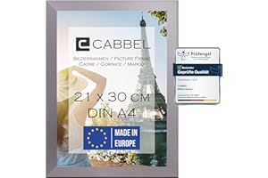 CABBEL 1x ramka DIN A4 21x30 srebrna | MDF drewniana, do powieszenia i postawienia | nietłukąca pleksi, nowoczesna | idealna do zdjęć, obrazów, kolaży
