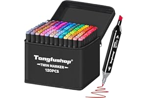 Tongfushop Marcatore 120 Colori, Pennarelli Doppia Punta Alcool Artistici, Pennarelli Professionali Impermeabile Marker con Borsa e Distanziatore per Sketch, Colorare, Illustrazioni, Disegnare, Anime
