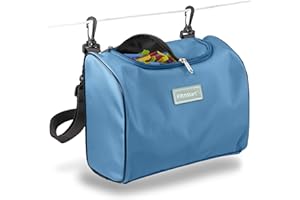 FifthStart Wearable Peg Bag With Double Clips, Shoulder & Waist Strap. Durable As A Peg Basket. An Ideal Mesh Based Peg Bag For Washing Line With Hanger. Holds 300 Pegs (Zip Mesh Base, Blue)