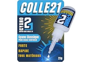 Super Glue Cyano Colle21 21g | Colle Extra-Forte Grand Format – Séchage Ultra-Rapide – Collage Précis & Multi-Matériaux – Formule Fluide et Longue Durée