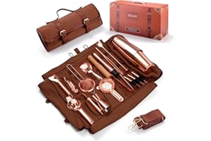 Eligara Cocktail Set de 17 Piezas para Regalo, Bolsa Kit de Barman, Conjunto de Bar Profesional, Barman Bartender Kit Bolsa de Bar Portátil con Correa para Bar en Casa, Fiestas, Viajes de Campamento