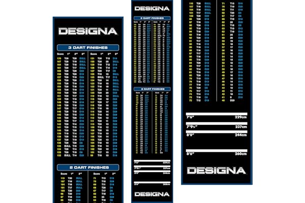 Designa Darts Mat Checkouts Tapis de fléchettes Ultra résistant avec Dos antidérapant